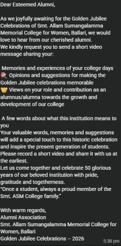 alumni golden jubilee msg