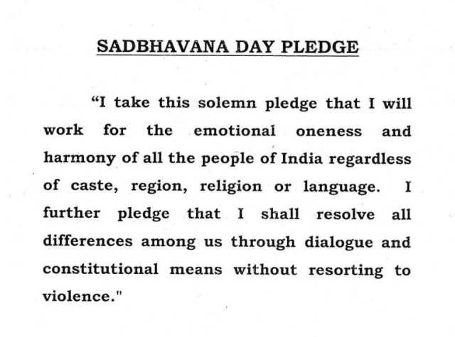 Sadbhavana Diwas pledge