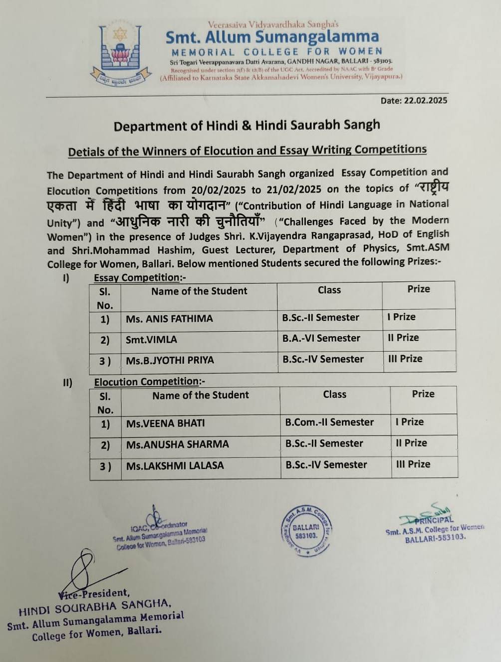 winners list
